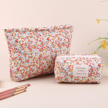 2Pcs Quilted Makeup Bag