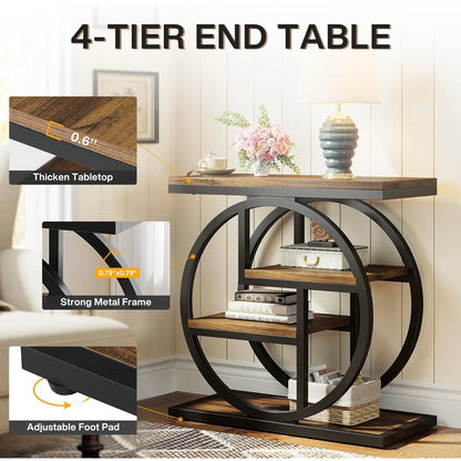 4-Tier Narrow Side Table with Storage Shelves
