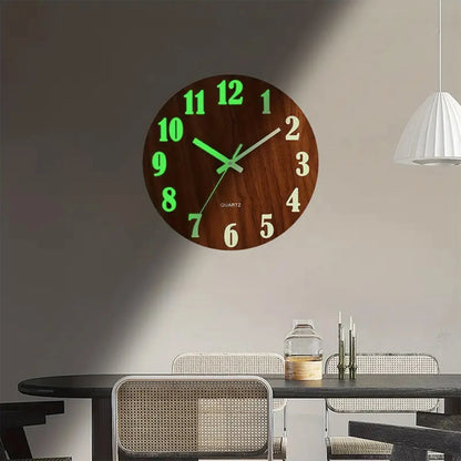 12 Inch Wooden Luminous Wall Clock