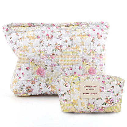 2Pcs Quilted Makeup Bag
