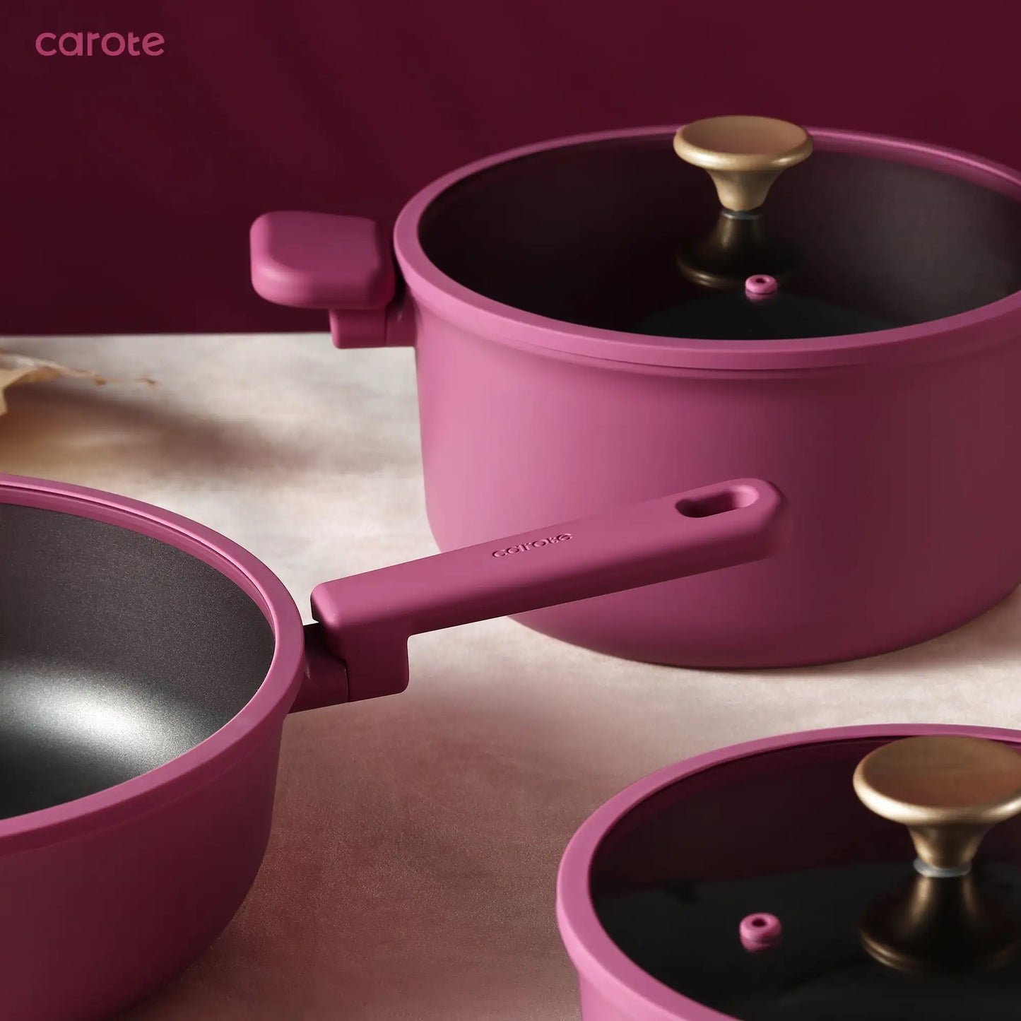 17 Pcs, Rose Pink Kitchen Cookware Set