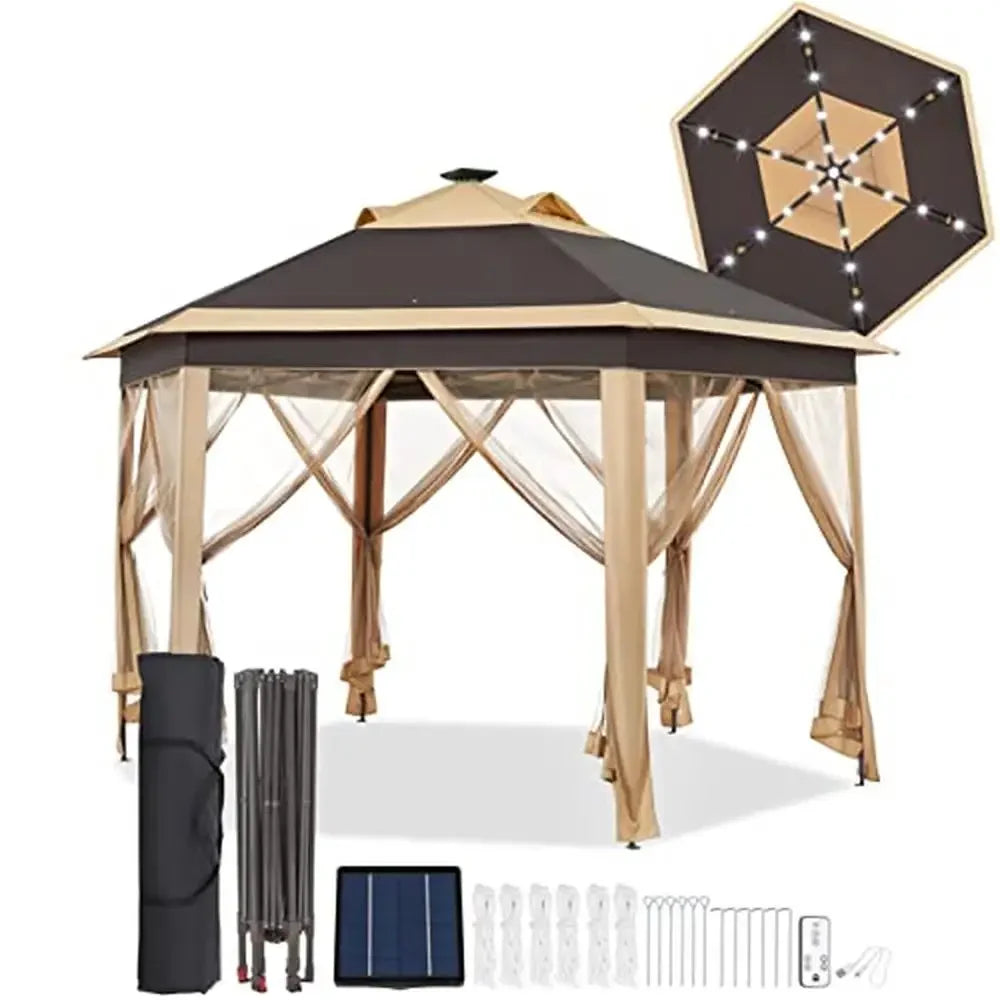 13x13 Outdoor Gazebo Tent Mesh Netting Vented Roof