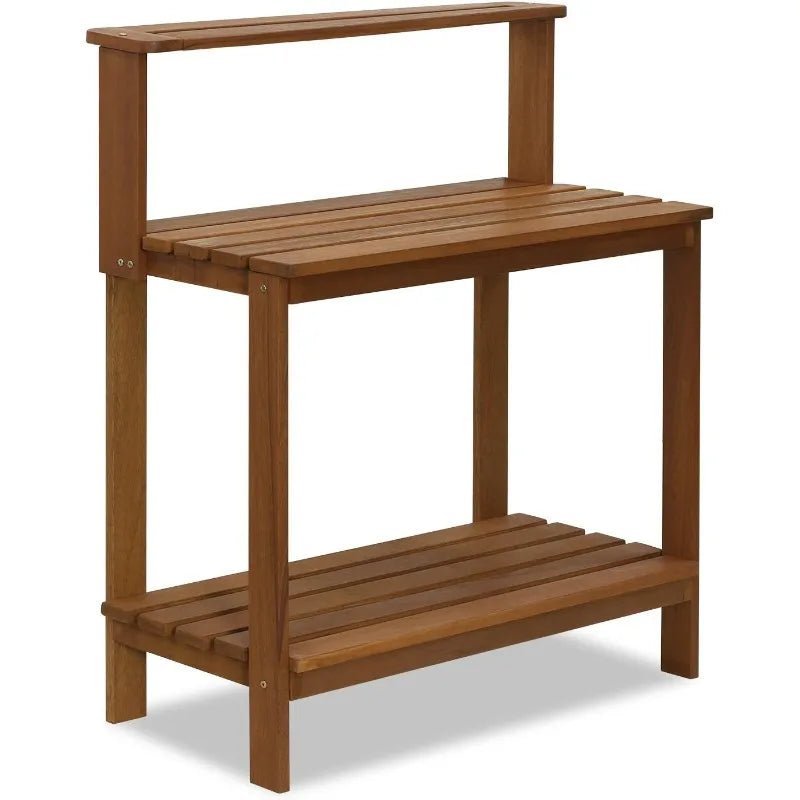 Engineered Wood Outdoor Hardwood Potting Bench, Natural