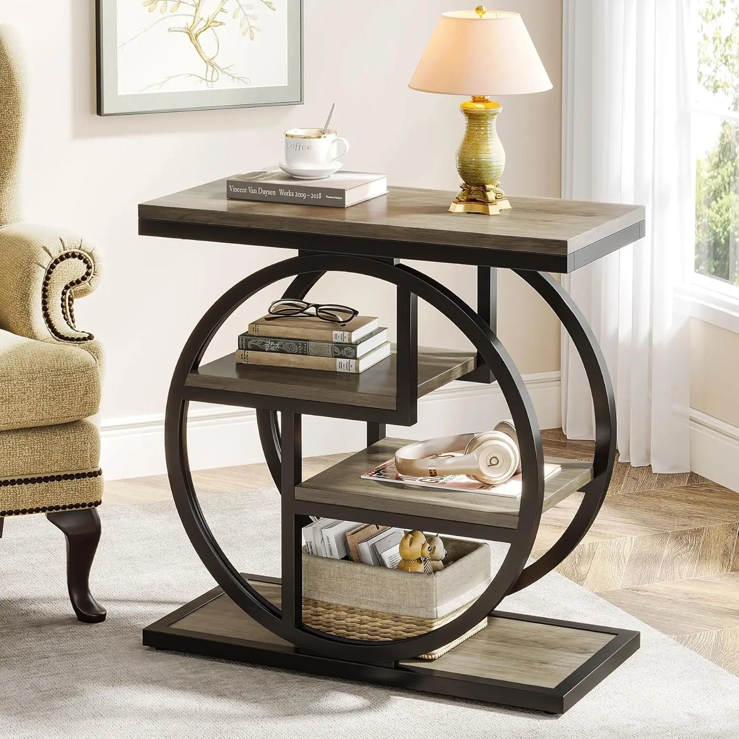 4-Tier Narrow Side Table with Storage Shelves
