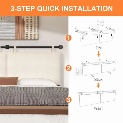Headboard Wall Mounted Headboards for Bed with Linen Upholstery Hanging Headboard for Bedroom