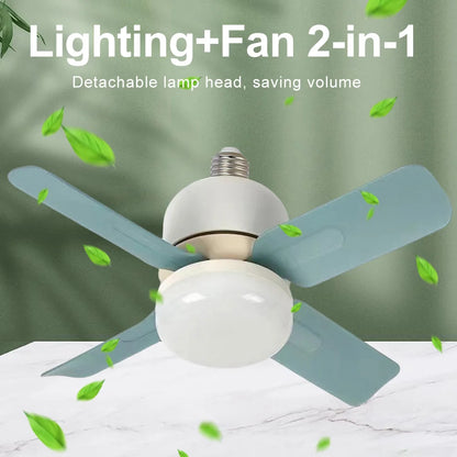 Socket Ceiling Fan Light with Remote Control Dimmable