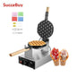 Commercial Waffle Maker 1400W Non-Stick Stainless Steel w/180° Rotatable 2 Pans & Wooden Handles