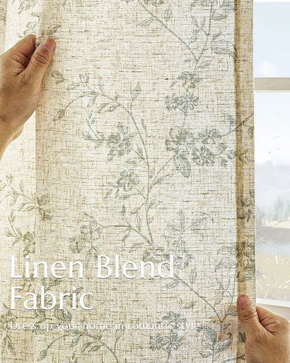 2 Panel Linen Curtains French Country Farmhouse