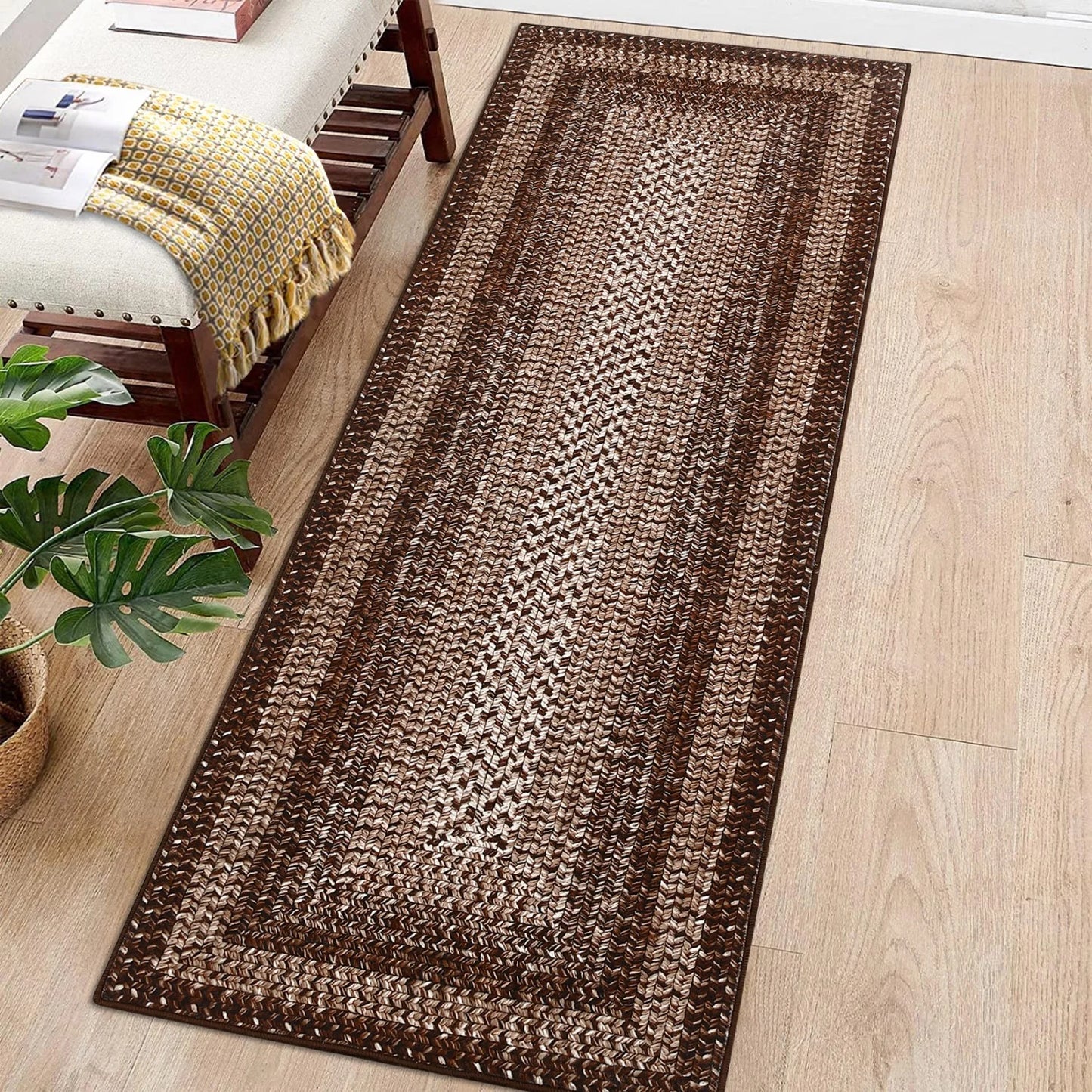 Modern Braided Print Large Non Slip Rug