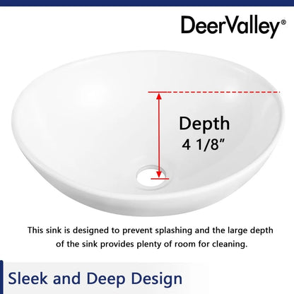 16" x 13" Oval White Ceramic Sink