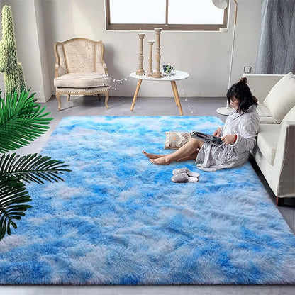 Soft Fluffy Rainbow Rugs for Bedroom, Plush Carpet