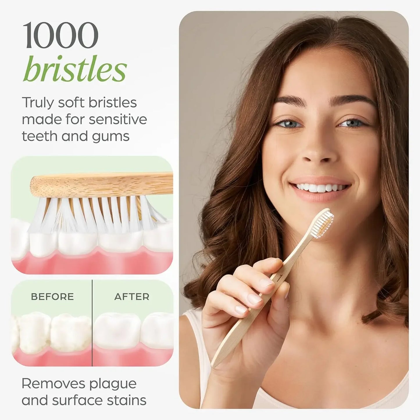 Biodegradable bamboo toothbrush 10 packs