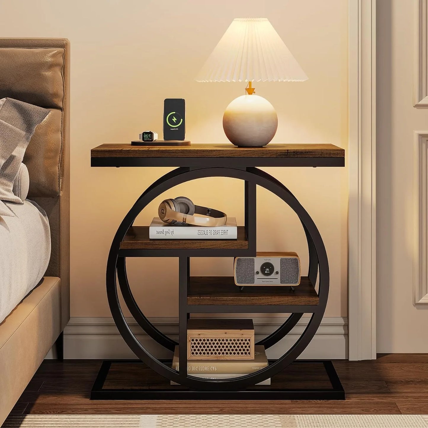 4-Tier Narrow Side Table with Storage Shelves