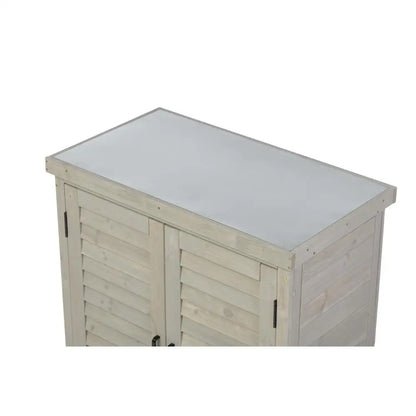 Metal Table Top Potting Bench with Storage Cabinet