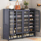 8 Tier Bamboo Shoe Storage Cabinet with Doors