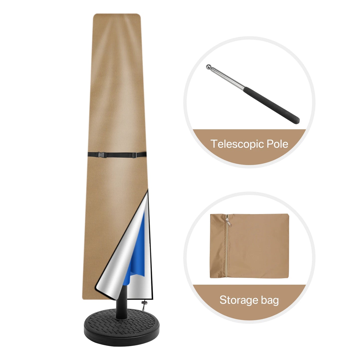 Waterproof 210D Umbrella Cover with Zip Closure