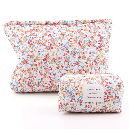 2Pcs Quilted Makeup Bag