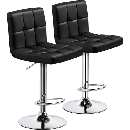 Set of 2 Adjustable PU Leather Swivel Barstools