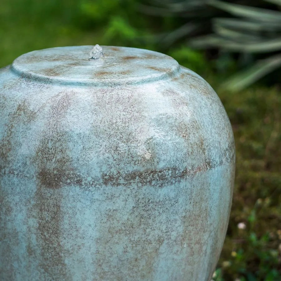 Outdoor Cement Fountain Antique Blue