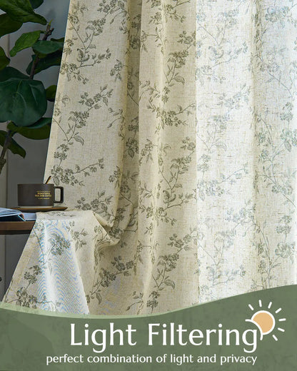 2 Panel Linen Curtains French Country Farmhouse