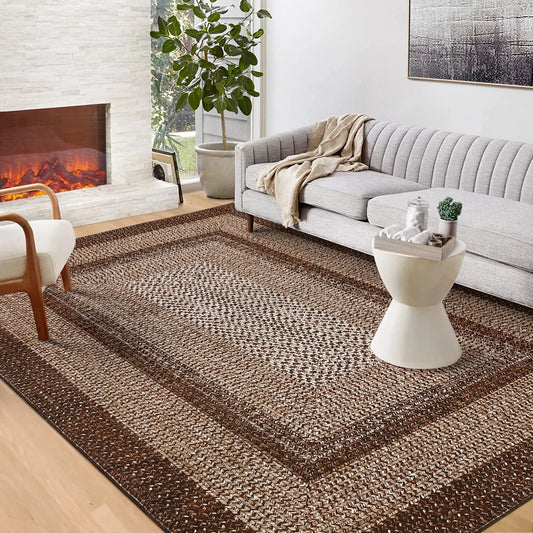 Modern Braided Print Large Non Slip Rug