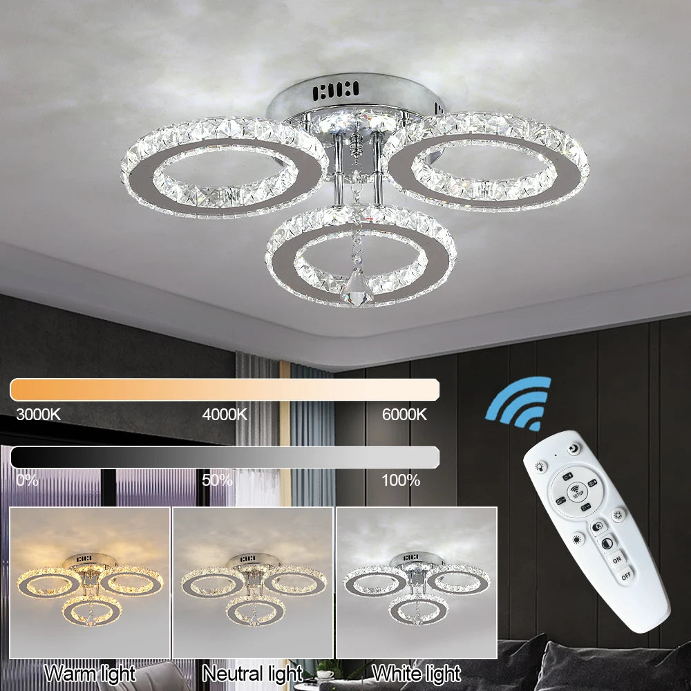 Crystal Led Ceiling Lamp With Remote Control