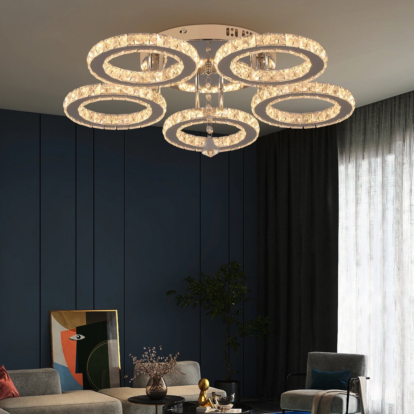 Crystal Led Ceiling Lamp With Remote Control