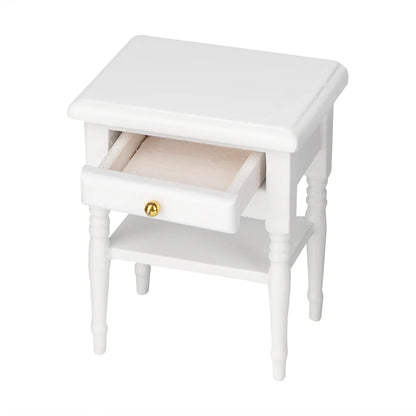 White Wood Bedside Table