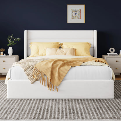 Lift Up Storage Bed with Wingback Headboard