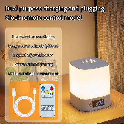 Remote Control Rechargeable Table Lamp with Clock