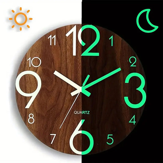 12 Inch Wooden Luminous Wall Clock