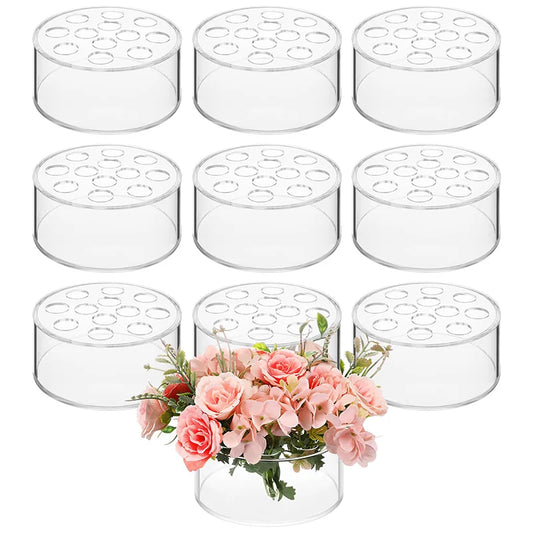 12 Hole Circular Acrylic Vase, 2.55 Inches High With Holes