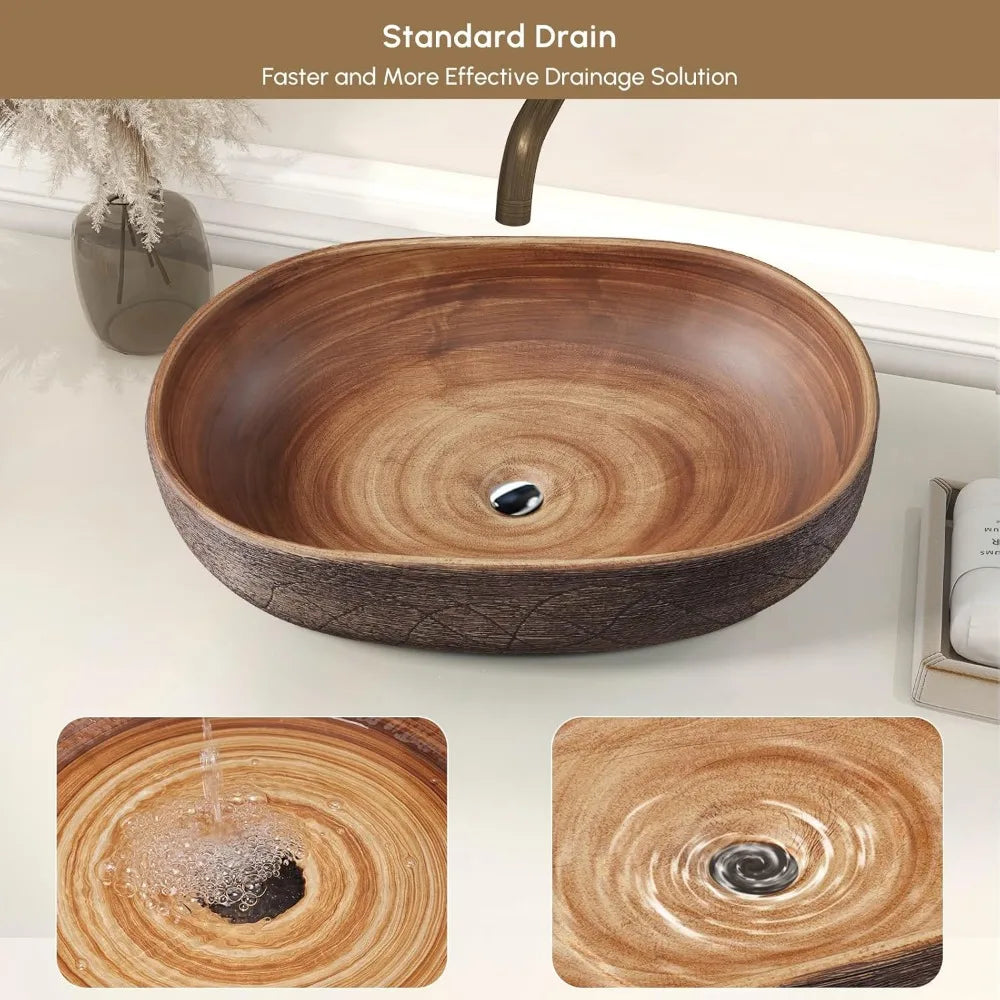 23" Oval Vessel Retro Ceramic Sink